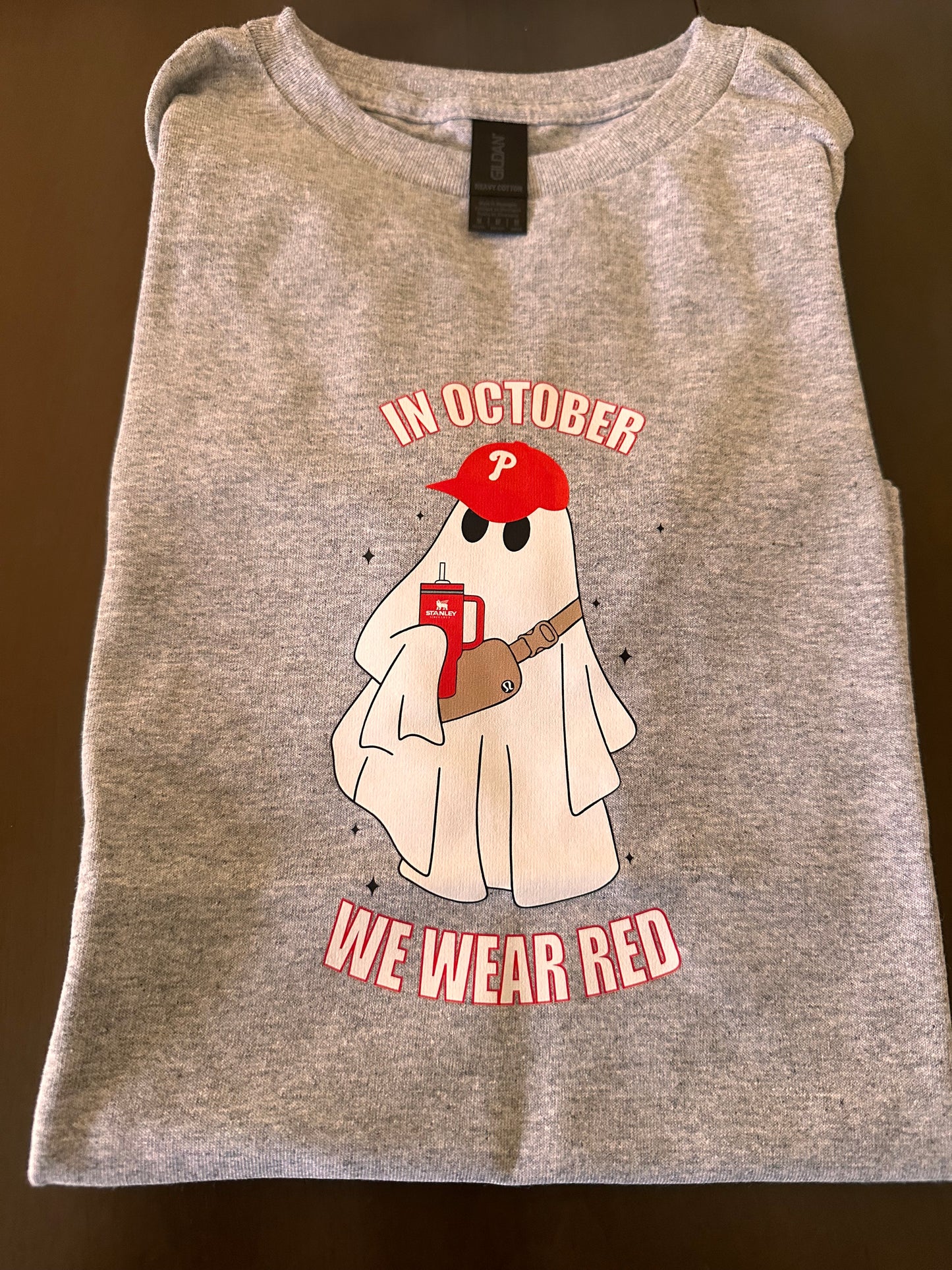 Phillies “in October we wear red” ghost T-shirt