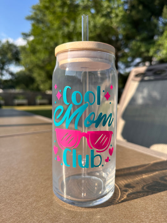 Cool mom club 20oz glass tumbler