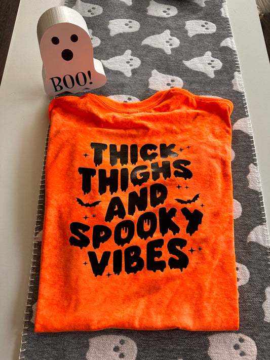 Hand Dyed “thick thighs spooky vibes” T-shirt